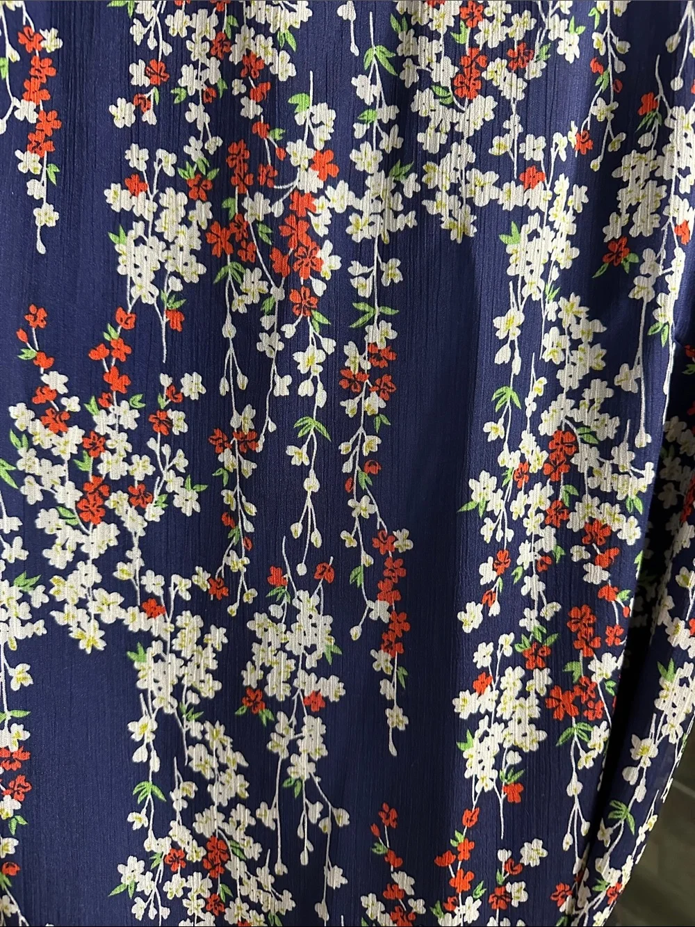 Floral Navy Tie-Waist Midi Dress with Ruffle Sleeves